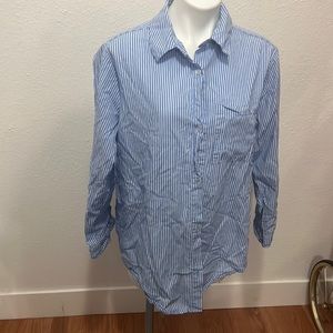 Ultra Flirt Blue White Button Down Shirt Sz M